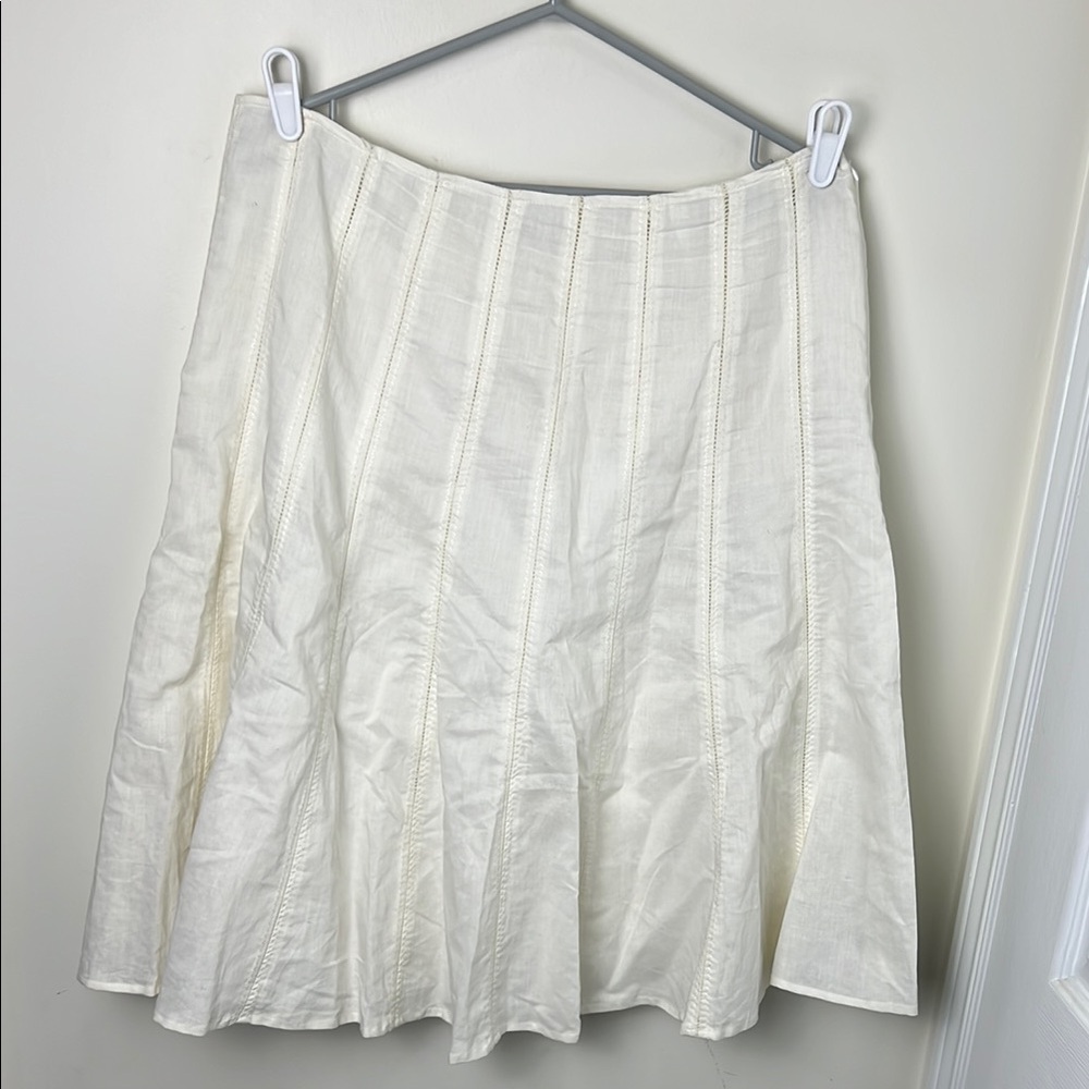 Gilani 100% Linen Elegant Cream Skirt Size 14